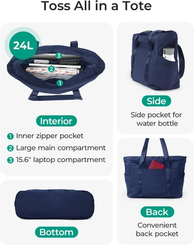 Miniatura 61 de BAGSMART Bolsa de mano para mujer con cremallera, bolsa de gimnasio con compartimentos, bolsa de trabajo para enfermera, baile, bolsa de yoga