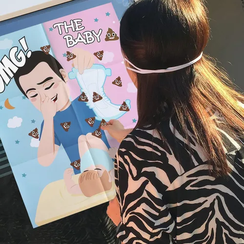 Miniatura 8 de PARTYLOUD Pin The Sticker en el pañal, juegos de baby shower, divertidos juegos de baby shower, actividades temáticas de pañales, juegos de fiesta