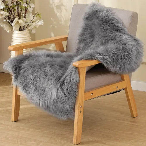 ORINOVA Alfombras de pelo sintético lavable de color gris plateado claro para dormitorio, alfombra de felpa para sala de estar, alfombra de