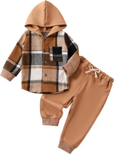 Miniatura 276 de Conjunto de ropa de otoño e invierno para bebé y niño, sudadera larga con capucha y pantalones para niños pequeños, 6, 12, 18, 24 meses, 2T