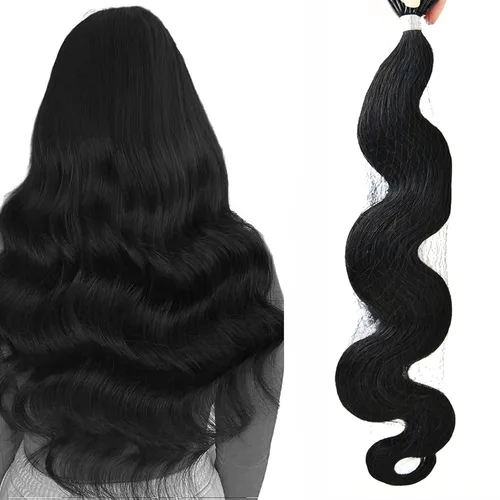 Miniatura 17 de Extensiones de cabello humano microlink de 16 pulgadas, extensiones de cabello natural suave de microcuentas, color #1 negro azabache, 100% cabello