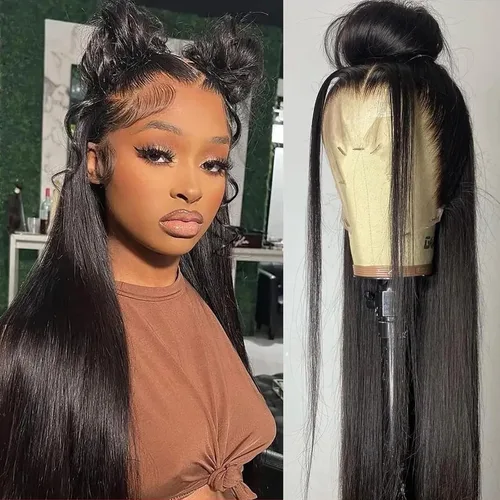 Miniatura 5 de Pelucas de encaje frontal de 13 x 6 pulgadas, pelucas de cabello negro natural, pelucas de encaje frontal sin pegamento, pelucas de encaje frontal