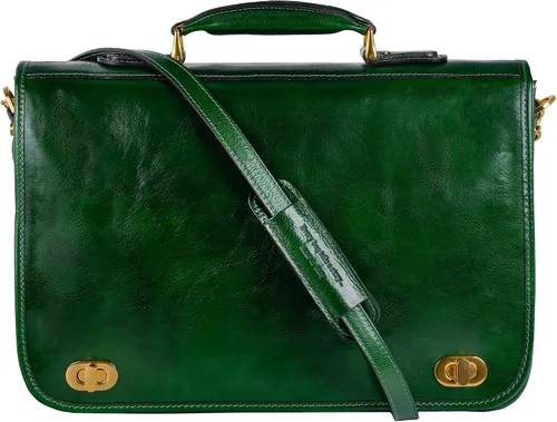 Miniatura 10 de Time Resistance Maletín de cuero para hombres - Maletín para laptop de cuero italiano de grano completo - Bolso de mensajero - Caja de regalo Marrón