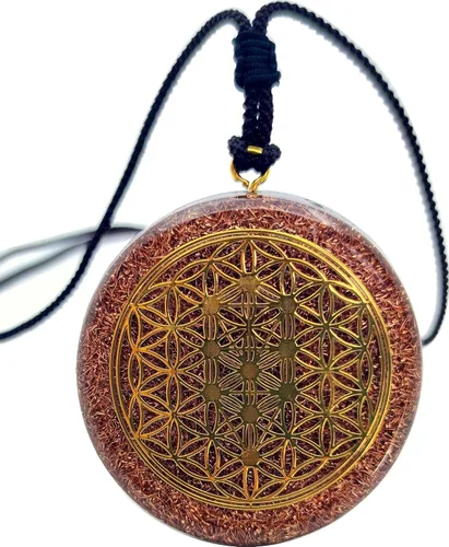 Miniatura 8 de Collar con Colgante Reversible de Orgón de Geometría Sagrada GRANDE 2.25 pulgadas 10.7cm