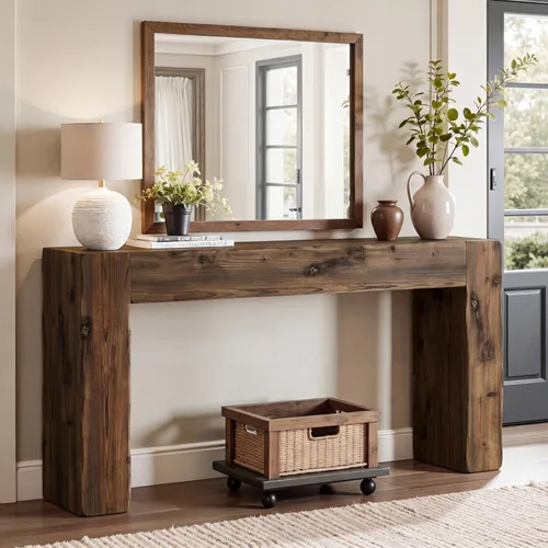 Miniatura 13 de Tribesigns 63-Inch Solid Wood Console Sofa Table, Farmhouse Long Entryway Table Behind Couch for Living Room, Entrance, Hallway, Foyer, Easy