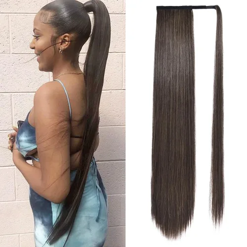 Miniatura 27 de SEIKEA Extensión de cola de caballo con clip alrededor del cabello lacio para mujer (12 pulgadas, negro)
