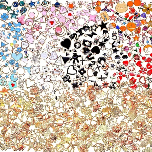 400 dijes para la fabricación de joyas, varios dijes de pulsera esmaltada, dijes de metal mixto a granel para hacer joyas Multicolor