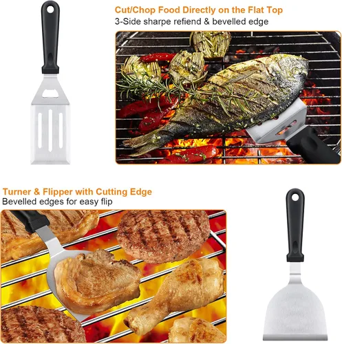 Miniatura 4 de Blackstone Kit de accesorios para parrilla, 16 piezas de accesorios de parrilla plana para Blackstone y chef de campamento con espátula, raspador