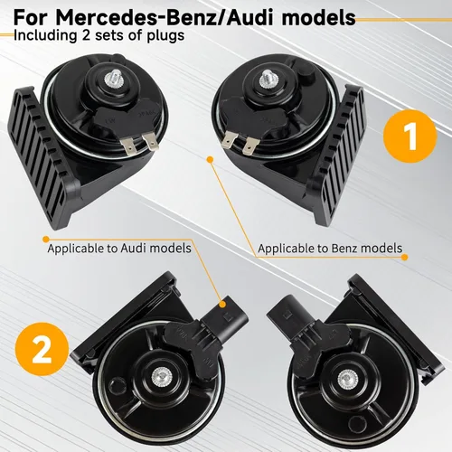 Miniatura 5 de FARBIN Bocina de Coche para Mercedes Benz, 12V Impermeable Bocina de Auto Fuerte Tono Alto y Bajo Bocinas Eléctricas de Caracol (Apto para Benz)