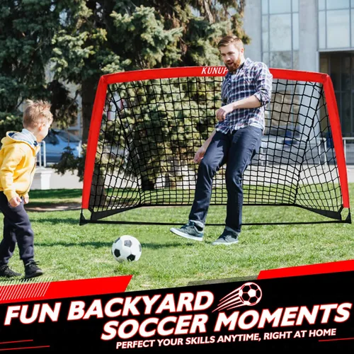 Miniatura 2 de Portería de fútbol portátil de 5 x 3, 6 x 4, 9 x 5 pies, para patio trasero, red de práctica de fútbol plegable con bolsa de transporte para niños