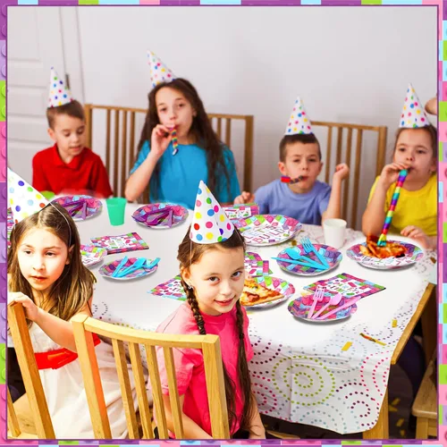 Miniatura 5 de Gejoy 96 piezas de suministros para fiesta de cumpleaños de bloques de construcción, incluye platos de fiesta de ladrillo de 7 pulgadas y 9