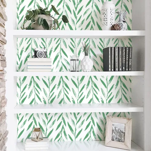 Miniatura 4 de Wudnaye Papel tapiz de hojas verdes para despegar y pegar, papel tapiz floral de 17.7 x 118 pulgadas, papel de contacto floral moderno