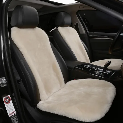 Miniatura 2 de Dotesy - 2 paquetes de fundas de asiento delantero de coche de piel de oveja australiana auténtica, protector de asiento de coche de lana natural