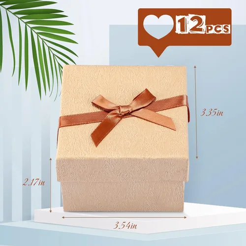 Miniatura 2 de Jexine 12 cajas de regalo para el día del padre para papá y hombres de 3.5 pulgadas, caja de anillo de collar, aretes, caja de lazo, cartón