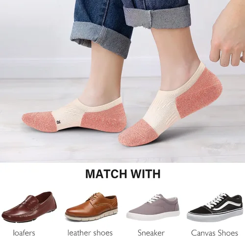 Miniatura 5 de Gonii No Show Socks - Calcetines de compresión acolchados de corte bajo para mujer 5 pares