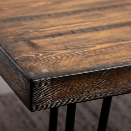 Miniatura 10 de Roundhill Furniture Aryven - Juego de comedor industrial de 7 piezas con mesa rústica de pino oscuro y 6 sillas de piel sintética, color gris