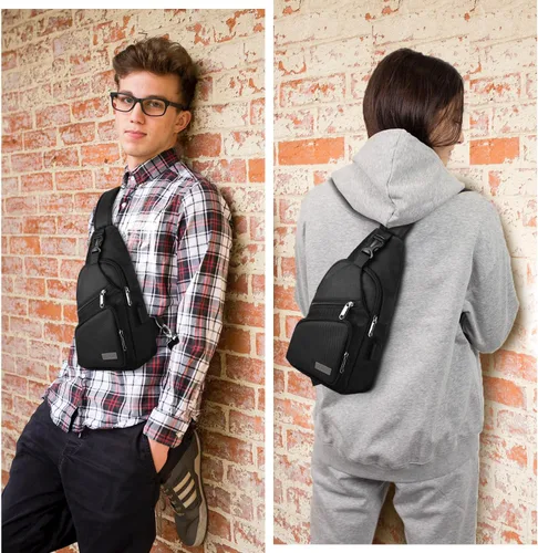 Miniatura 6 de AMJ Bolso cruzado tipo bandolera para hombres y mujeres, mochila de hombro casual, mochila de pecho tipo morral para senderismo y viajes