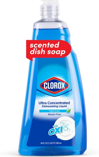 Miniatura 4 de Clorox Jabón líquido ultra concentrado para platos con OXI, aroma a flor de manzana, detergente para lavavajillas probado por dermatólogos sin