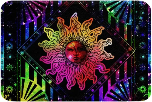 Miniatura 11 de Erosebridal Tapete de baño de abeja, sol y luna, decoración de habitación de galaxia trippy de 16 x 24 pulgadas, alfombra de baño de noche