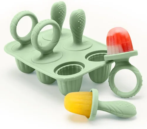 Miniatura 11 de Moldes de paletas de silicona para bebés con palitos, moldes mini para paletas de bebés moldes para paletas de leche materna para alivio del dolor