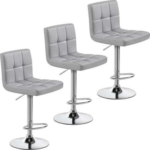Miniatura 32 de Yaheetech Taburete de bar individual, taburetes giratorios de piel sintética ajustables, taburetes modernos con respaldo y reposapiés, taburetes