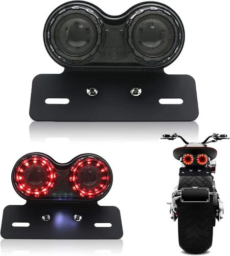 Miniatura 2 de Bobber Cafe Racer ATV Chopper Luz trasera LED Integrada Correr Lámpara de señal de giro Soporte de placa de matrícula Lámpara trasera