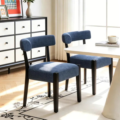 Miniatura 31 de RNKSFX Juego de 2 sillas de comedor modernas de piel sintética tapizadas para cocina y comedor, sillas modernas de madera de mediados de siglo, Beige