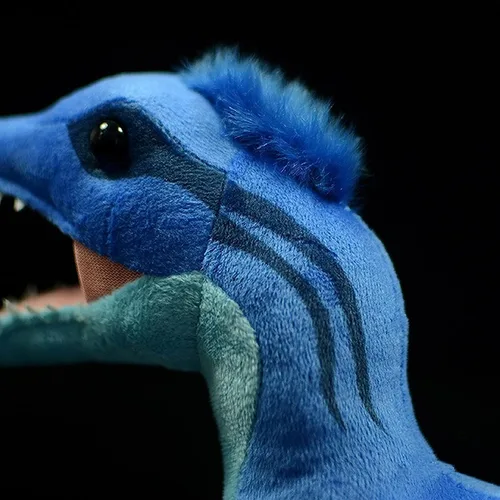 Miniatura 7 de Peluche de dinosaurio microraptor de simulación – Peluche de dinosaurio azul de 18 pulgadas Utahraptor tiranosaurio, figuras de peluche suaves