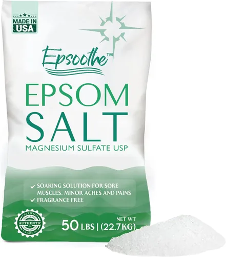 Epsom - Sal de baño, sulfato de magnesio USP, sin perfume, grano fino, bolsa de 50 libras (el embalaje puede variar)