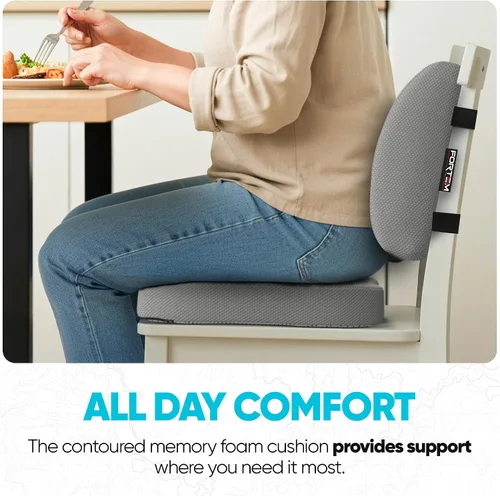 Miniatura 8 de FORTEM Cojín para Asiento, Cojín para Silla de Oficina, Almohada de Apoyo Lumbar para Silla de Oficina, Cojín de Espuma Viscoelástica para Alivio