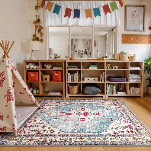 Miniatura 113 de Lahome Alfombra Bohemia Tribal Lavable de 3 x 5, Alfombras Antideslizantes para Entrada, Dormitorio, Sala de Estar, Vintage, Ultra Suave, No