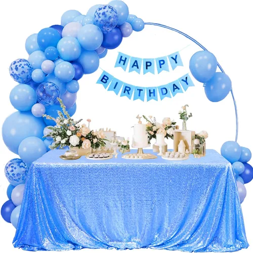 Miniatura 52 de Manteles redondos de lentejuelas negros para fiestas, de 121,9 cm, mantel redondo de purpurina ajustado, pequeño, lindo y dulce, para boda