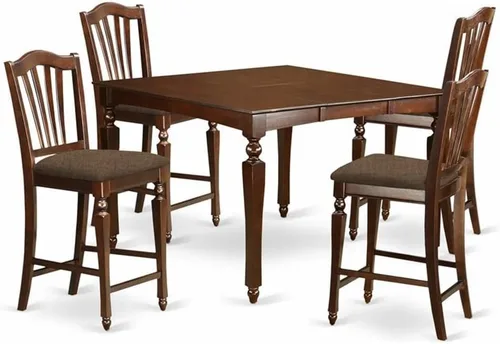 Miniatura 6 de East West Furniture CHEL5-BLK-LC - Juego de mesa de comedor de 5 piezas de altura de mostrador, incluye una mesa de cocina cuadrada con hojas