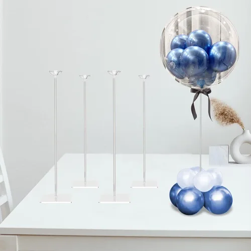 Miniatura 8 de TEKXYZ Soporte de globo acrílico transparente de 15.75 pulgadas de altura para decoración de centro de mesa, juego de 4