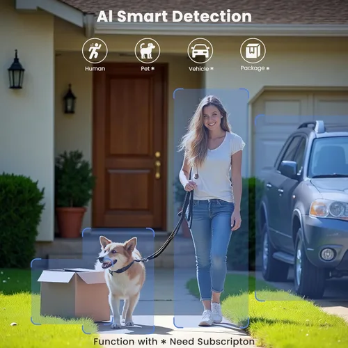 Miniatura 8 de Cámara de seguridad inalámbrica para exteriores con vista 360°, sin suscripción, almacenamiento en la nube/SD gratuito de 7 días, panorámica, Blanco