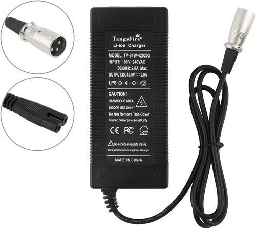 Miniatura 8 de Cargador de batería de 36V 42V 2A con 3-Pin XLR para Mini Dirt 650 Batería 10s 36 Voltaje Volt Batería de iones de litio