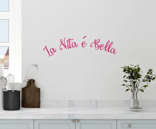 Miniatura 8 de 24"x6" la vita e Bella la vida es bella Cita de cocina Home House Italiano Frase diciendo calcomanía de Pared Arte Mural Home Decor