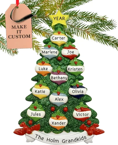 Miniatura 12 de Adorno Personalizado Grande para Familia de 10 Piezas 2025 Personalización Gratuita en 24h Adornos de Navidad para Árbol Recuerdo