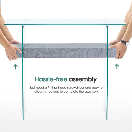 Miniatura 9 de ivinta Mesa consola de vidrio con almacenamiento, mesa de entrada moderna de 39.4 pulgadas para sala de estar, vestíbulo, pasillo, dormitorio 5101