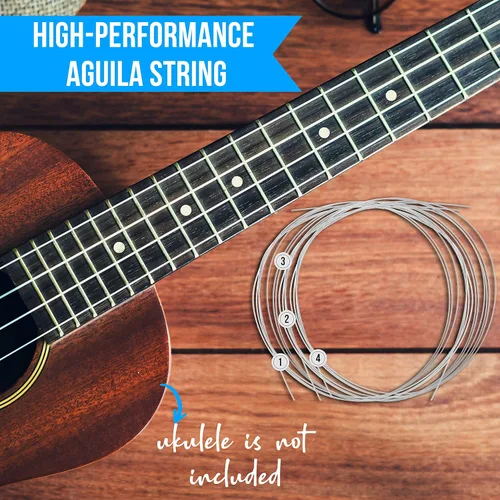 Miniatura 3 de Pyle Kit de 4 accesorios - cuerdas Aquila, juego completo de reemplazo, cejilla para ukelele con 3 piezas, púas de fieltro y paño de limpieza