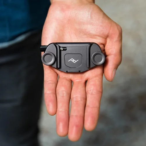 Miniatura 2 de Peak Design Clip para cámara de captura V3, negro con placa, sostiene DSLR, compacto y cuerpo de disparo, seguro, estable y accesible, se fija a