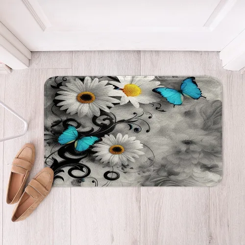 Miniatura 16 de Tapete de baño de mármol azul, para mujeres y niñas, decoración de arte abstracto, lavable a máquina, tapete de baño para baño, dormitorio, bañera