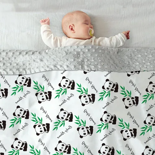 Miniatura 2 de Panda - Manta de bebé personalizada con nombre, ropa de cama con estampado de panda lindo y suave para bebés, niños y niñas, regalo de cumpleaños