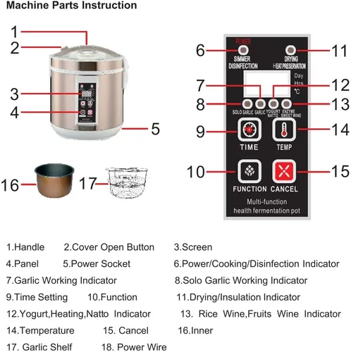 Miniatura 6 de Fermentador de ajo negro 6L completamente automático todo en uno Control inteligente Máquina de fermentación Máquina de fermentación Olla eléctrica