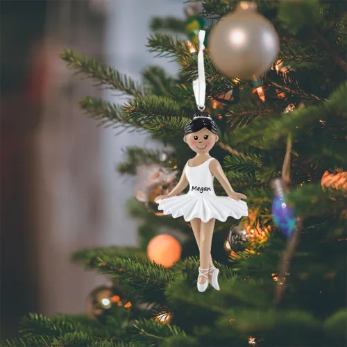 Adornos Personalizados de Bailarina Niña - Adornos de Ballet para Árbol de Navidad 2024 - Adorno de Bailarina - Étnico - Adorno de Navidad de Ballet