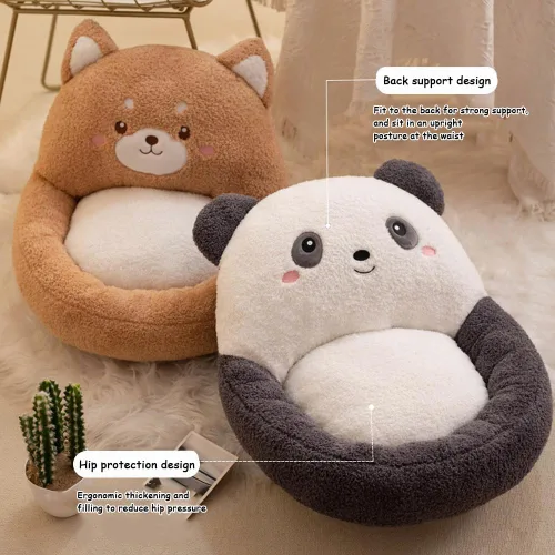 Miniatura 4 de Cojines Kawaii para silla de interiores, cómodos cojines de felpa con respaldo, cojín antideslizante para silla de oficina, cojín tatami para silla