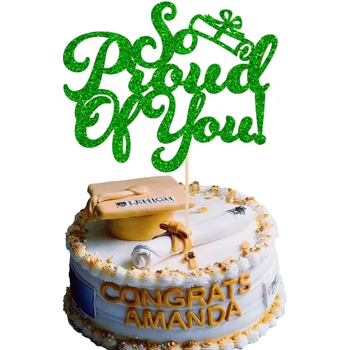 Miniatura 31 de Gyufise 1 decoración de pastel So Proud of You Black Glitter 2026 Decoración de pastel de fiesta de graduación You Did It, decoración de pastel