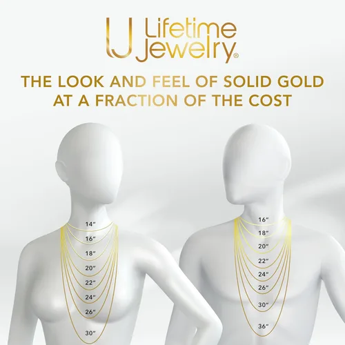 Miniatura 6 de LIFETIME JEWELRY Collares biselados de cadena de eslabones cubanos chapados en oro real de 24 quilates (0.118 in, 0.236 in y 0.374 in), Chapado
