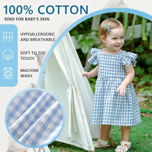 Miniatura 4 de Zanie Kids Vestidos de Pascua para niñas, vestido de verano para niñas, ropa de juego, trajes de fotos familiares