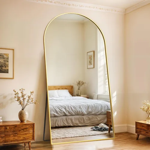 Miniatura 20 de Espejo de longitud completa, espejo arqueado de cuerpo completo de 59 x 18 pulgadas, espejos grandes de pie para dormitorio, baño, sala de estar